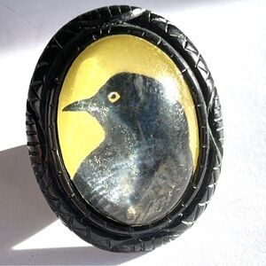 Handmade Resin Crow Bird Ring by Hotcakes Design Size 7